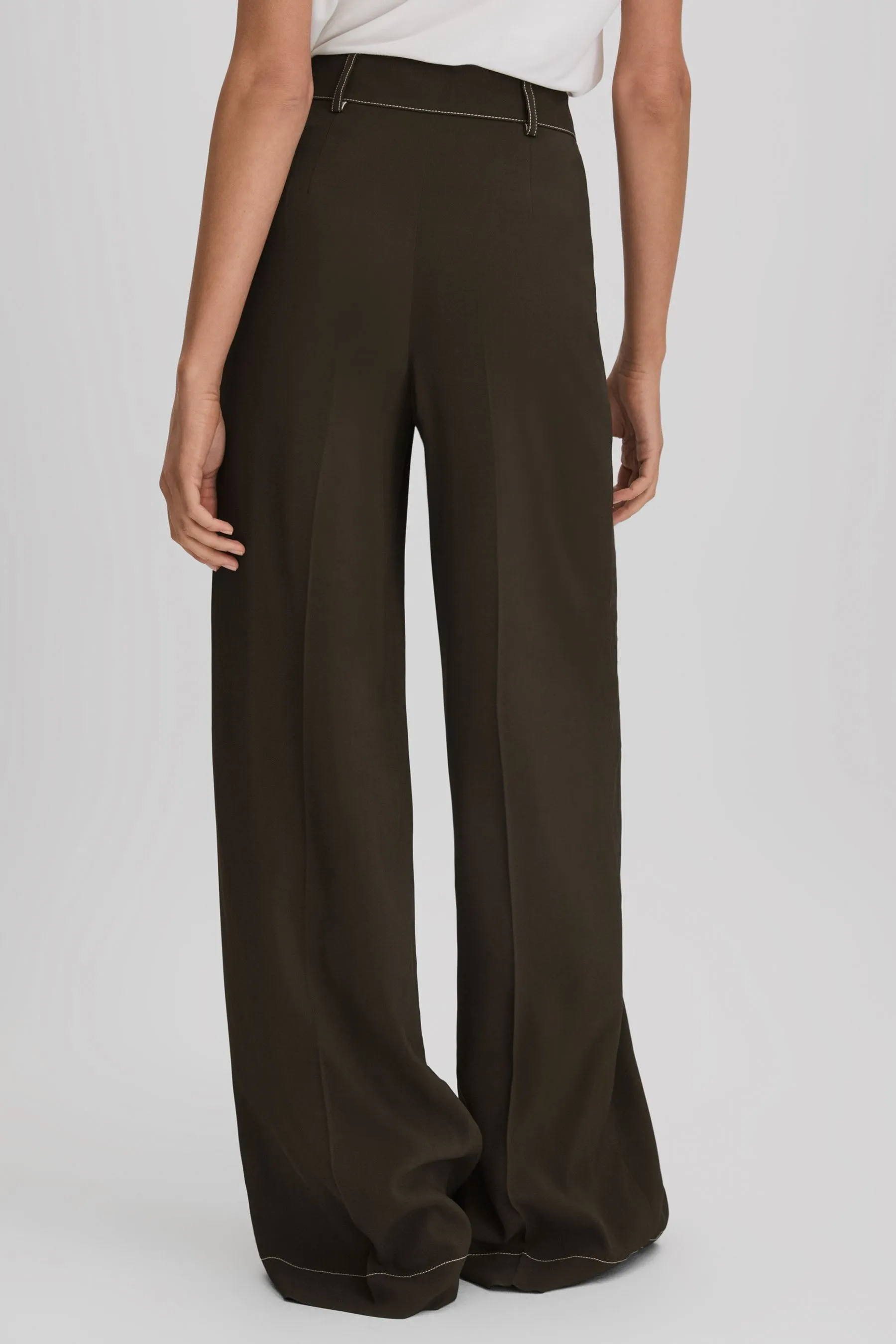 Reiss Kylie - Pantaloni ampia con cuciture a contrasto    