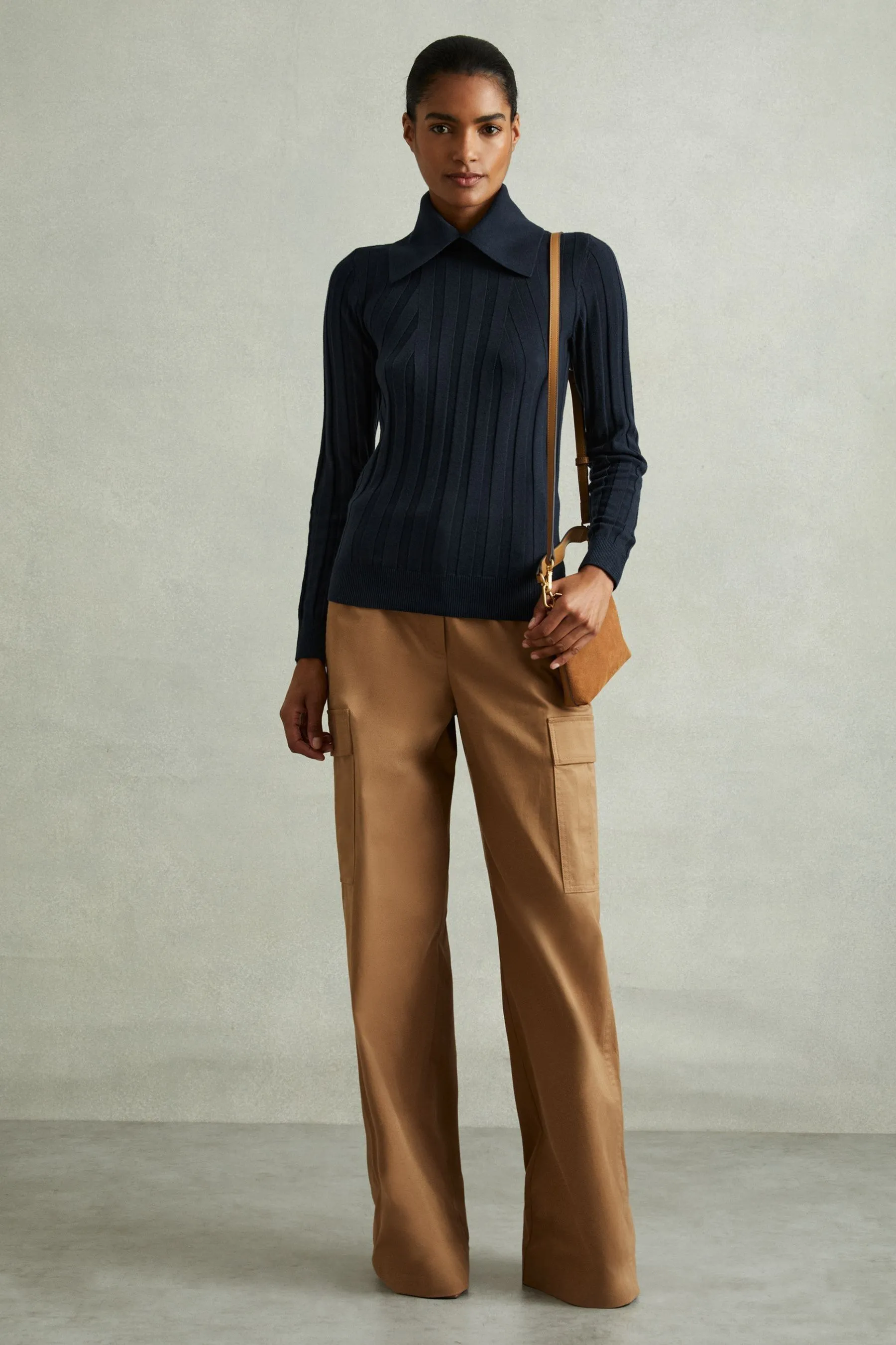 Reiss Winter Ribbed Collared Jumper    