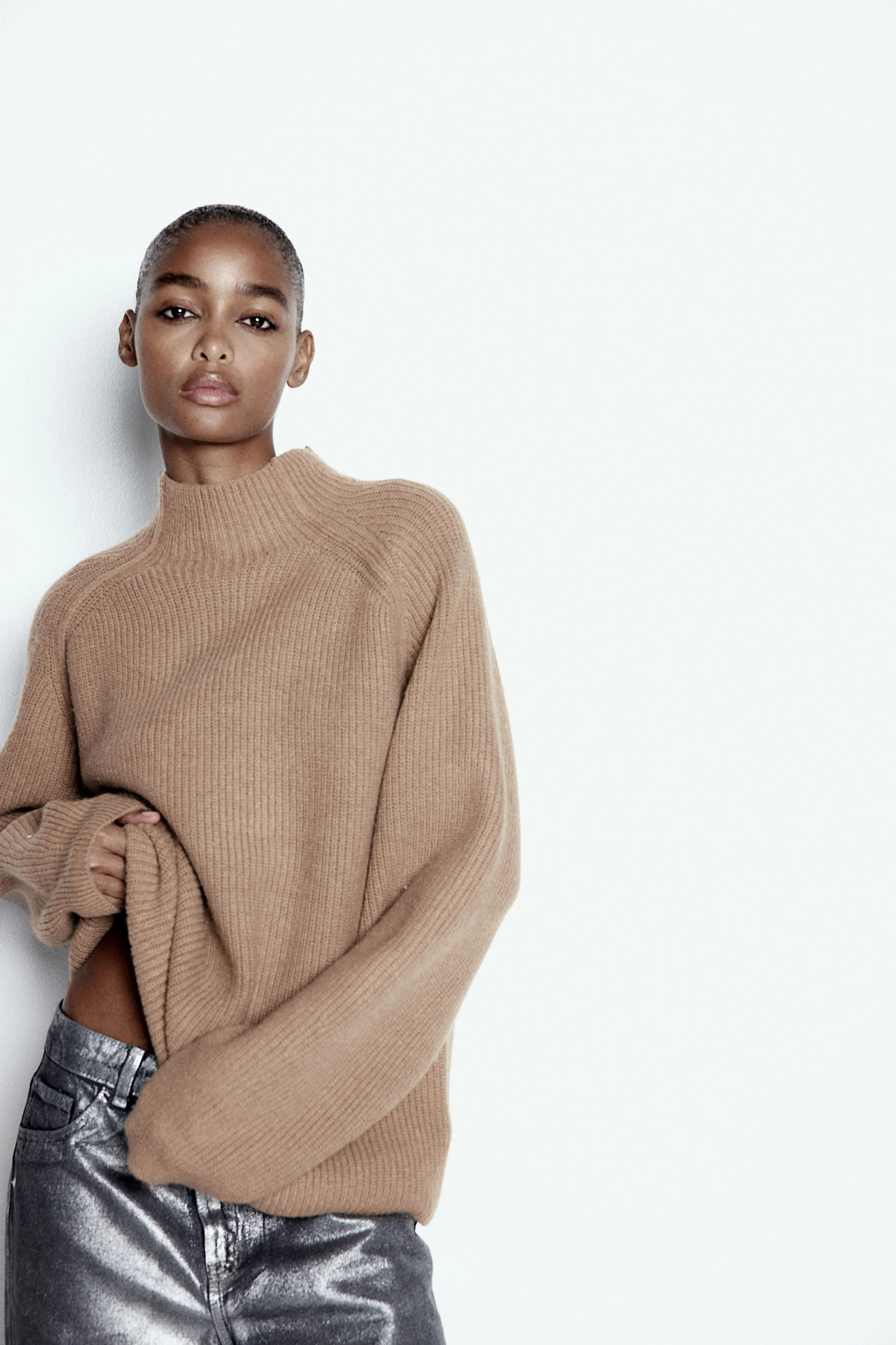 Rib-knit turtleneck jumper