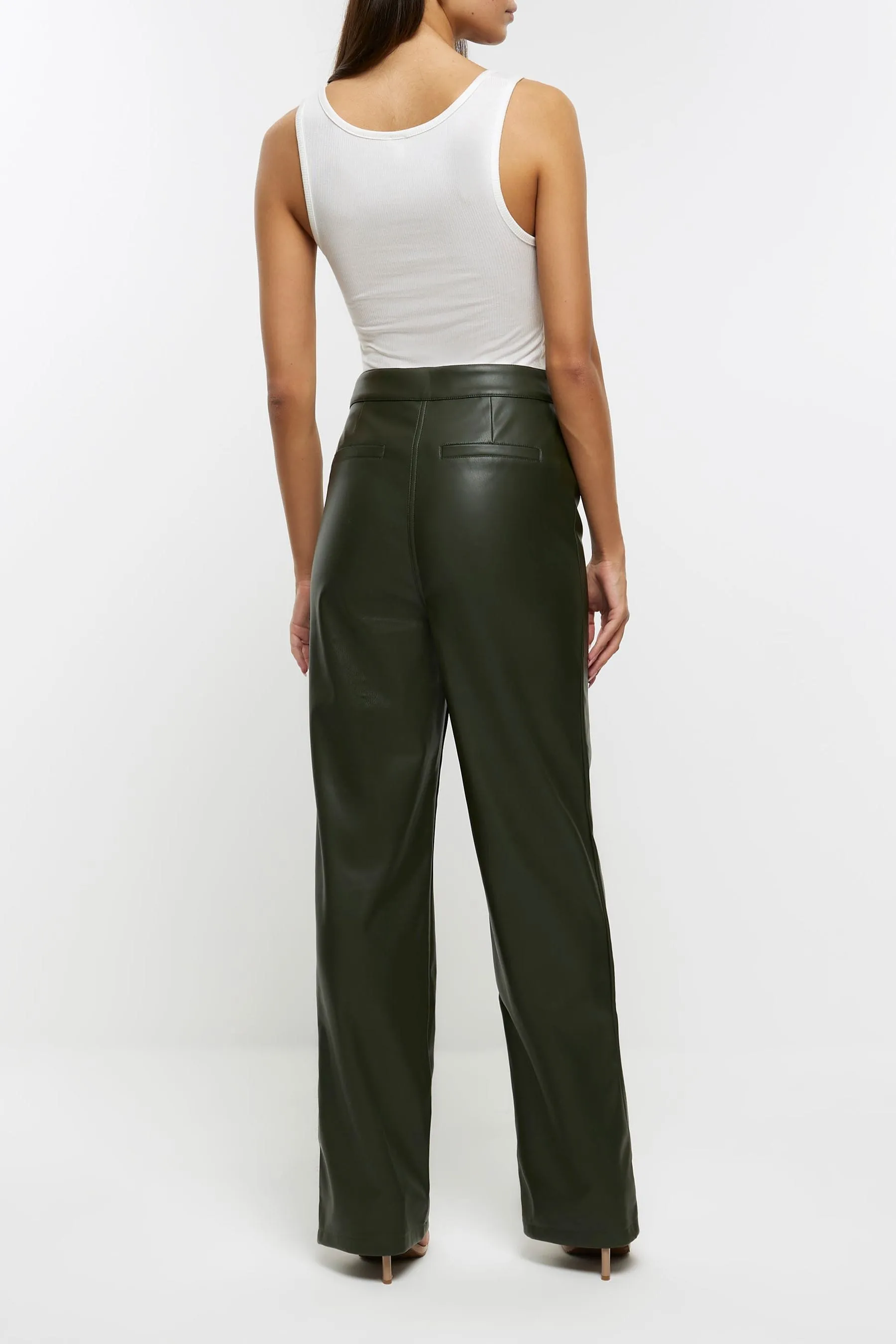 River Island - Pantaloni spalmati a vita alta    