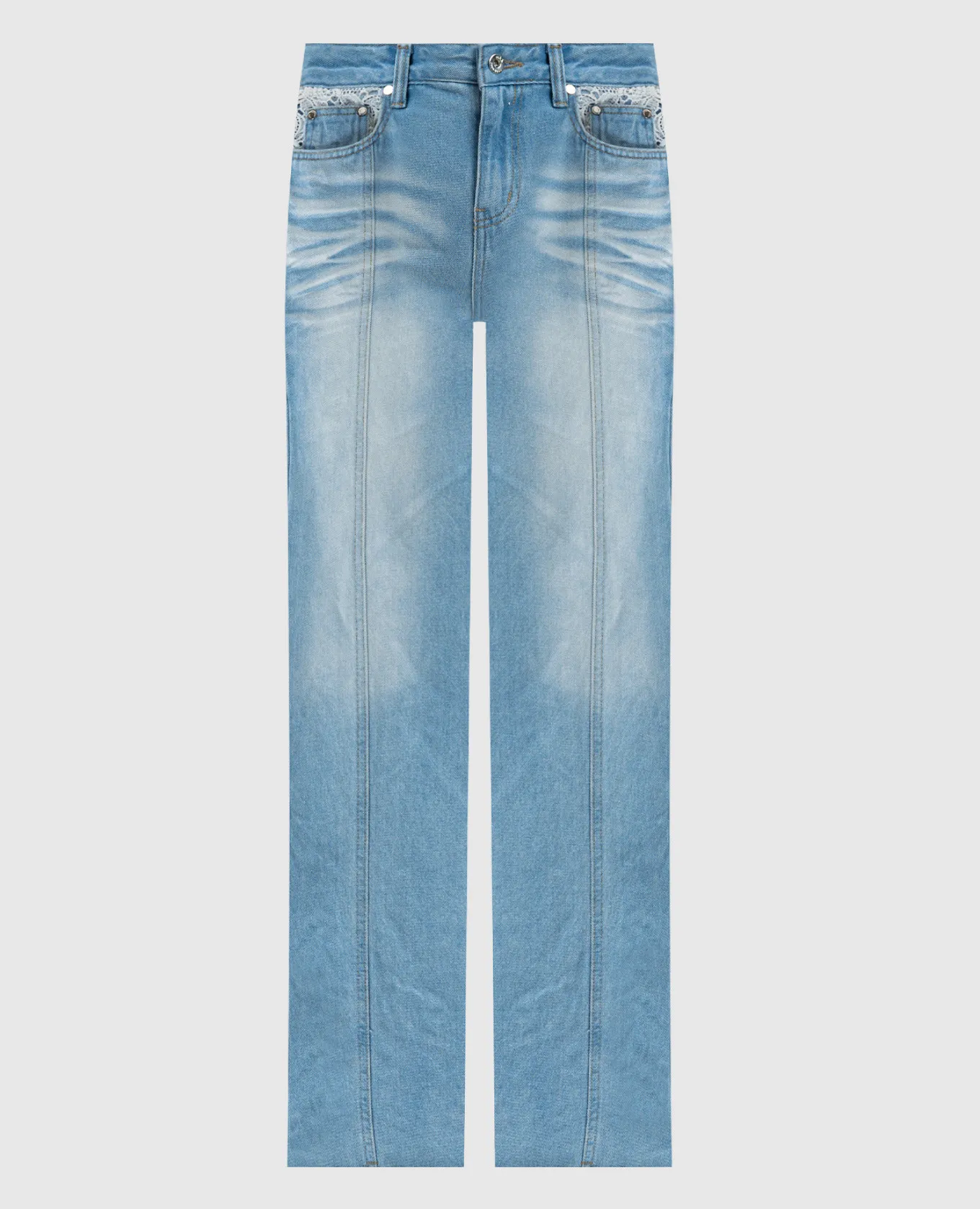 Rokh Jeans blu a zampa con inserto traforato R1CA99