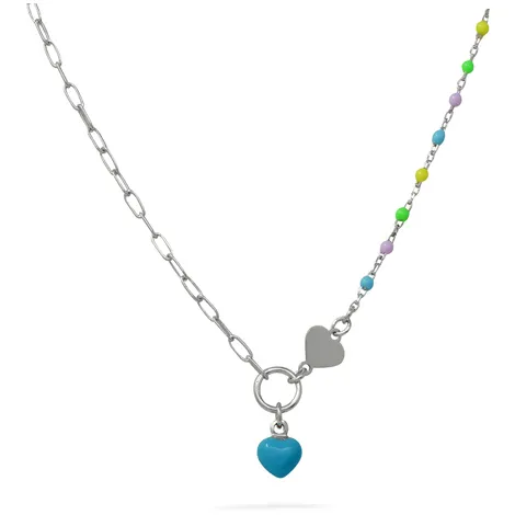 SARNIORO Collana bimba in argento 925 multicolor con cuore