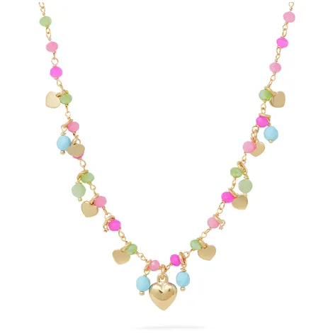 SARNIORO Collana in argento 925 gold con pietre e cuore 