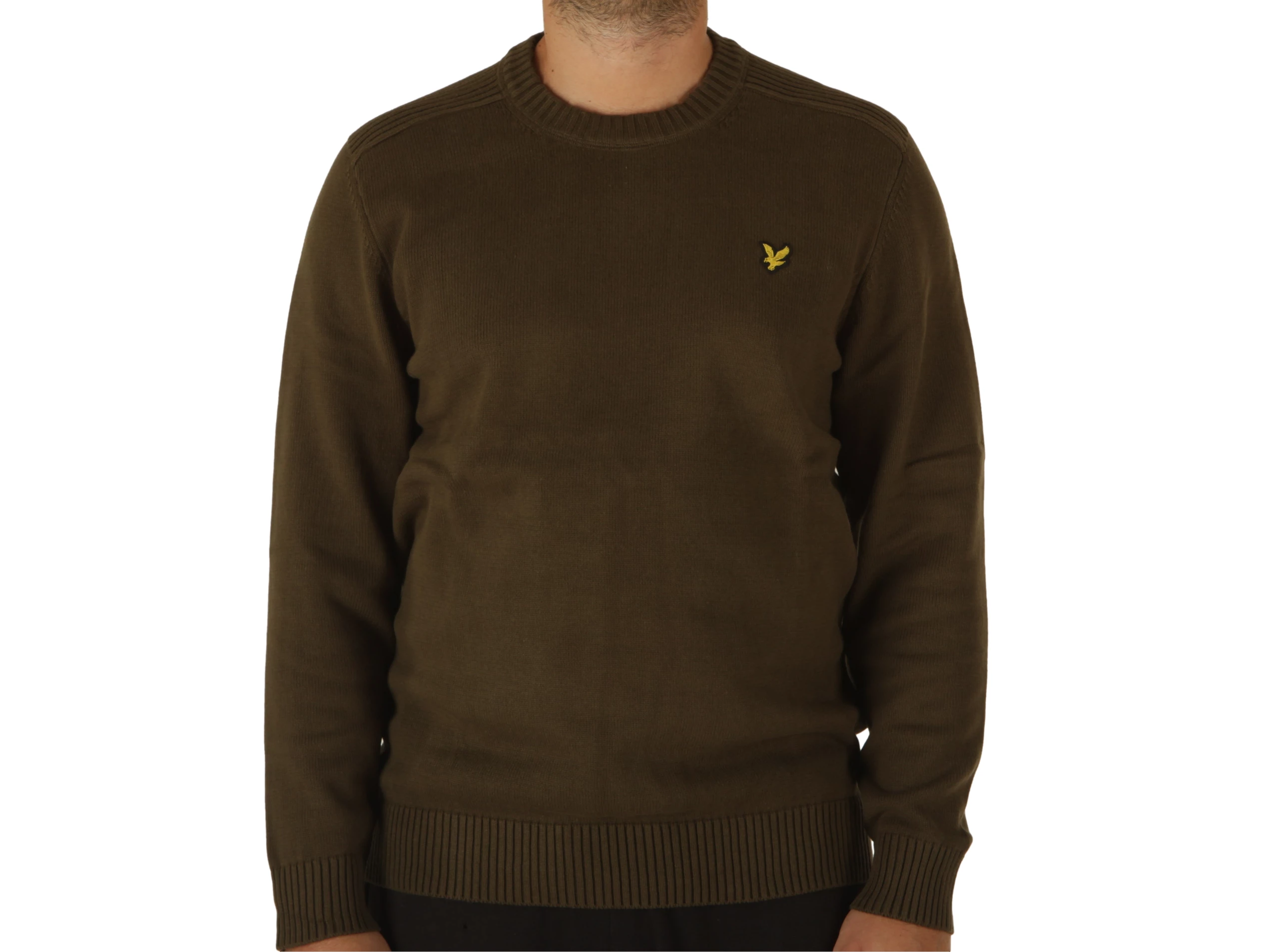 Shoulder detail Crew Neck Jumper Olive