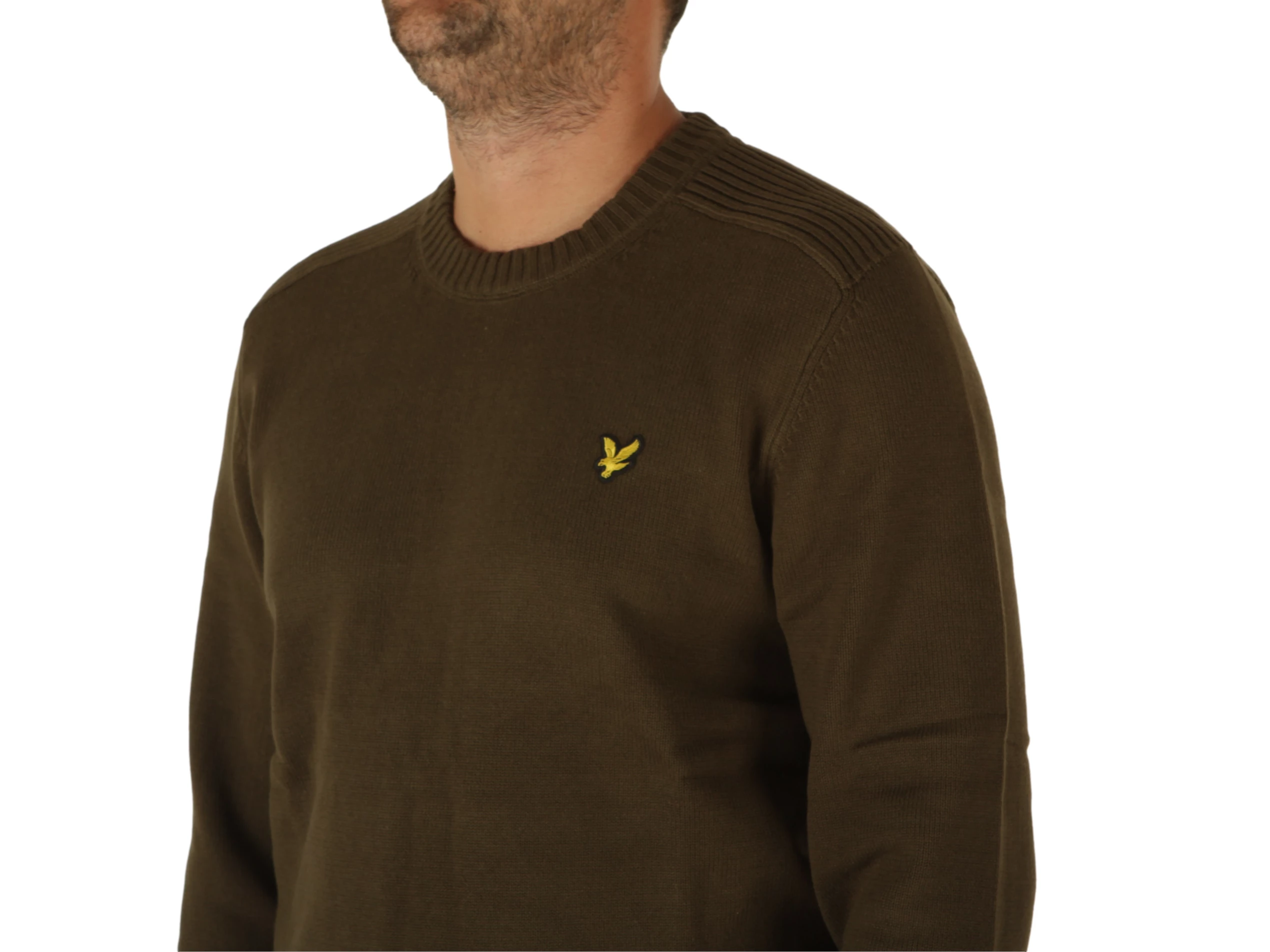 Shoulder detail Crew Neck Jumper Olive