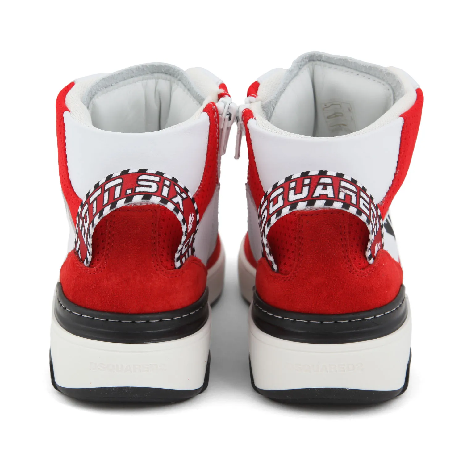 Sneaker High-Top Bianca E Rossa Con Dettagli Neri