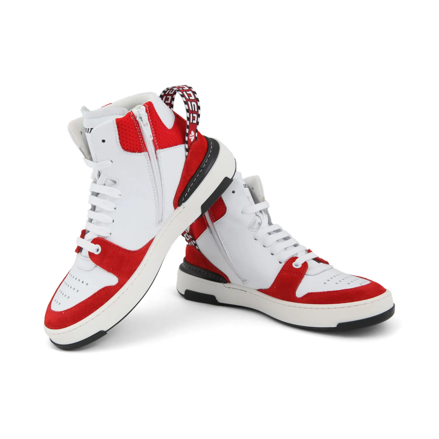 Sneaker High-Top Bianca E Rossa Con Dettagli Neri