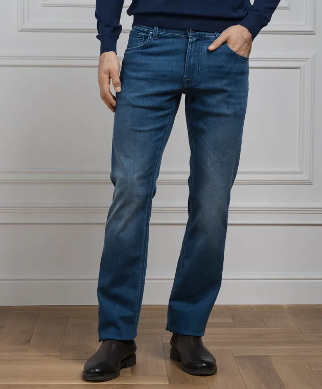 Stefano Ricci Jeans blu con ricamo logo monogramma MST41S3030T0043