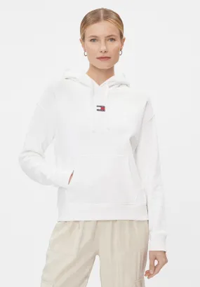 Tommy Jeans Donna Felpa Pullover con Cappuccio DW0DW17326-YBR Bianco