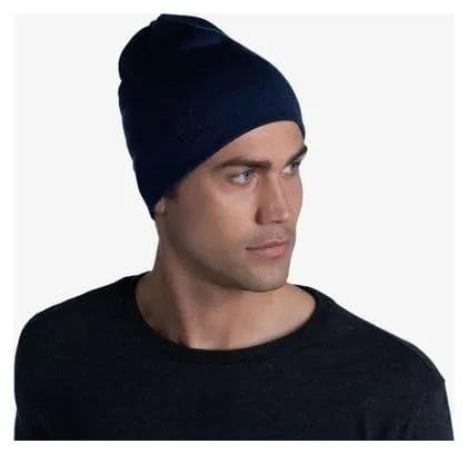 Unisex Buff Midweight Merino Beanie Dark Blue