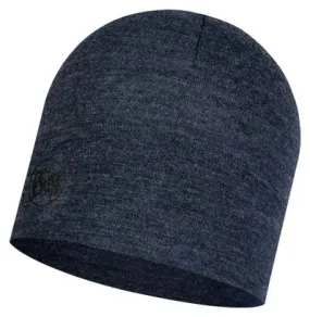 Unisex Buff Midweight Merino Beanie Dark Blue