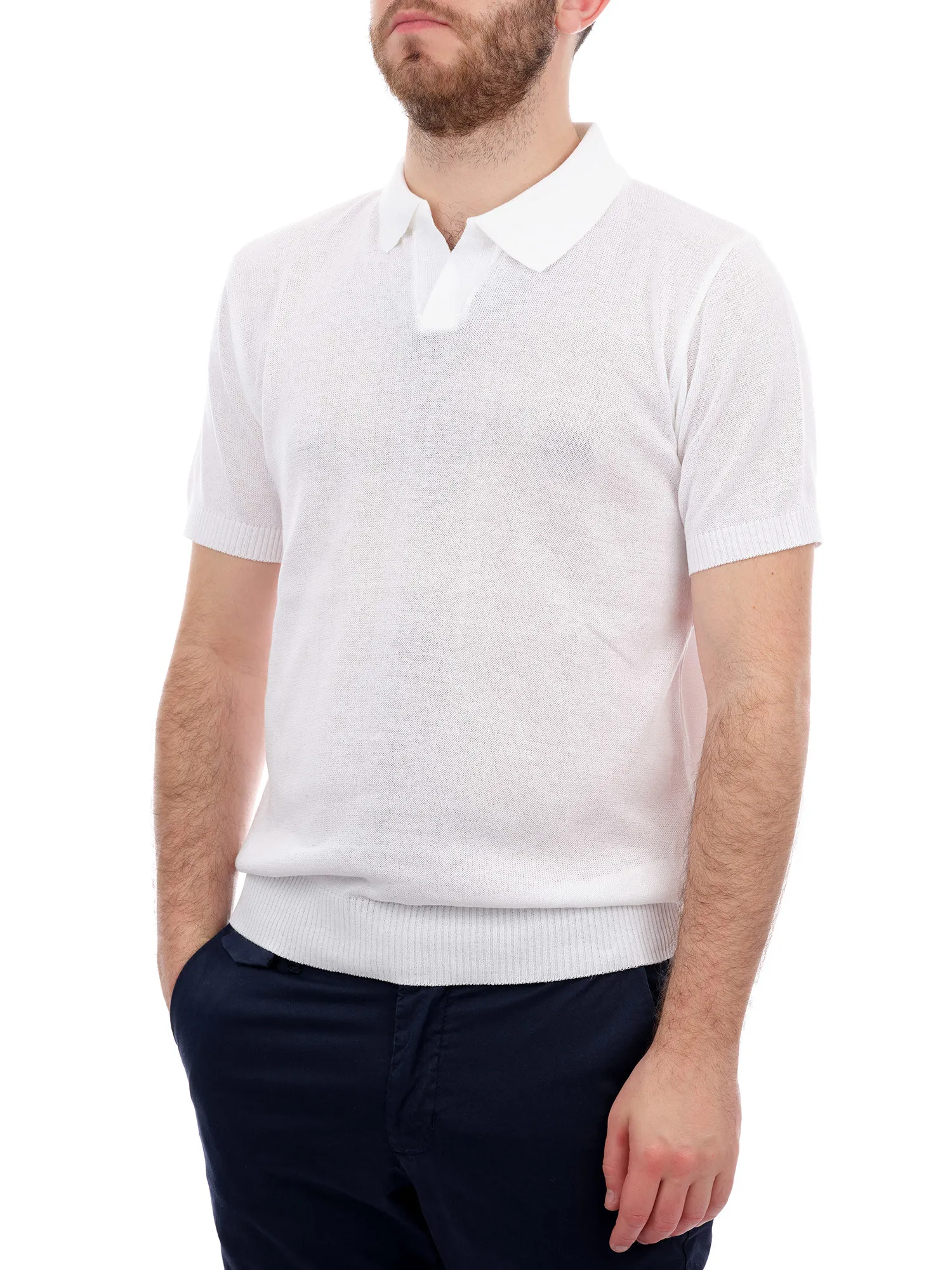 White Polo in Extra-Fine Knit