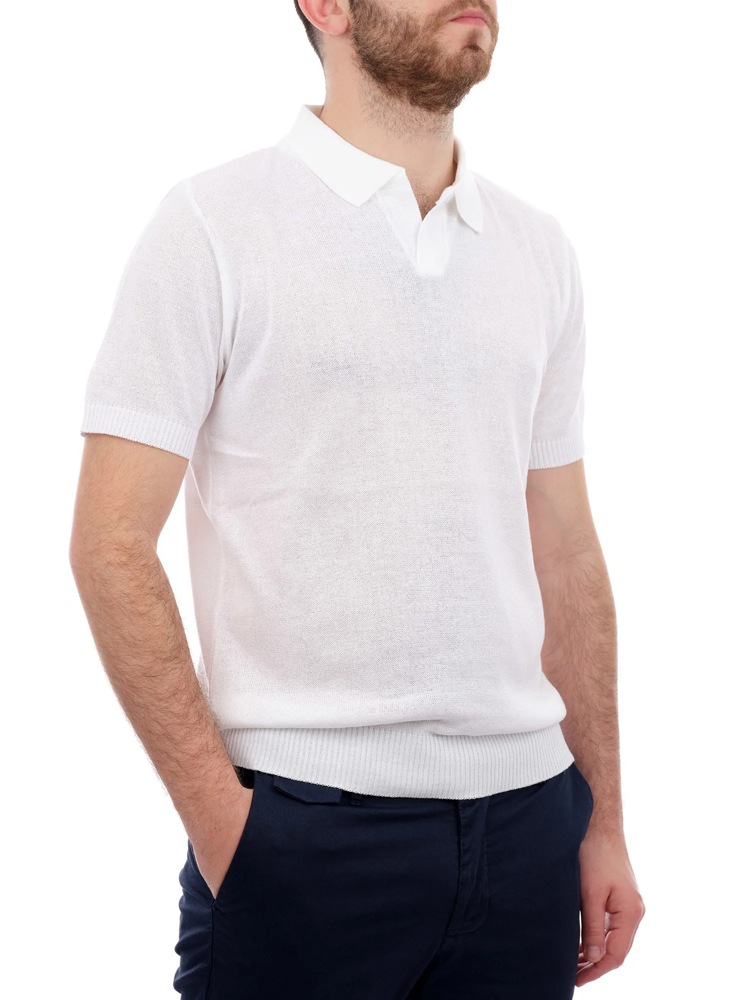 White Polo in Extra-Fine Knit