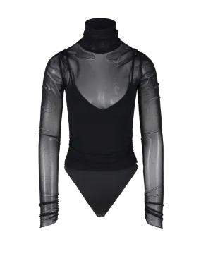 WOMAN SIMKHAI BLACK RAYON VELORA L/S BODYSUIT