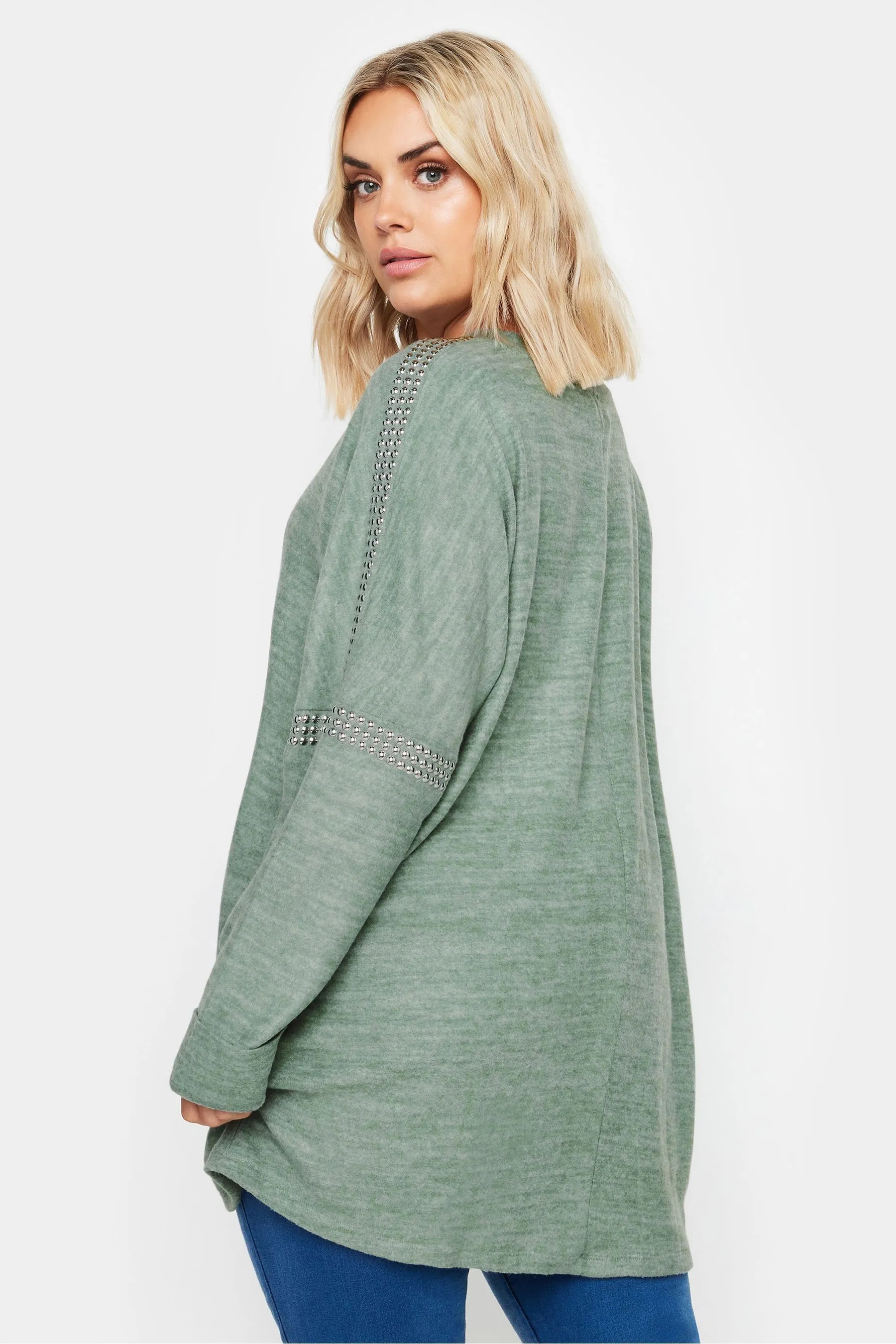 Yours Curve Soft Touch Studded Batwing Sleeve Jumper    